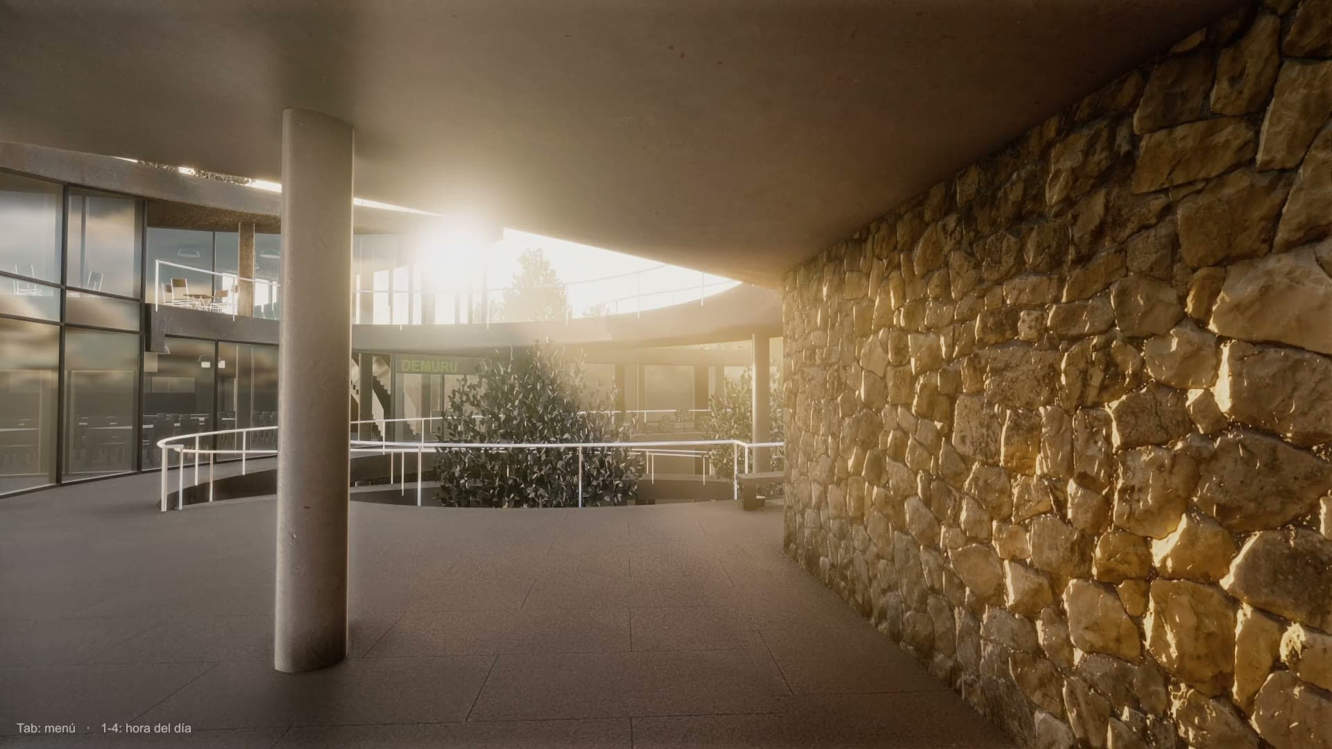 El sol filtrándose junto al muro de piedra
