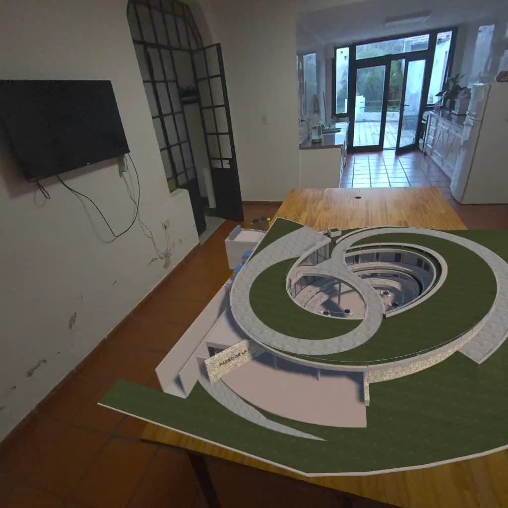 La maqueta apoyada sobre una mesa de la oficina