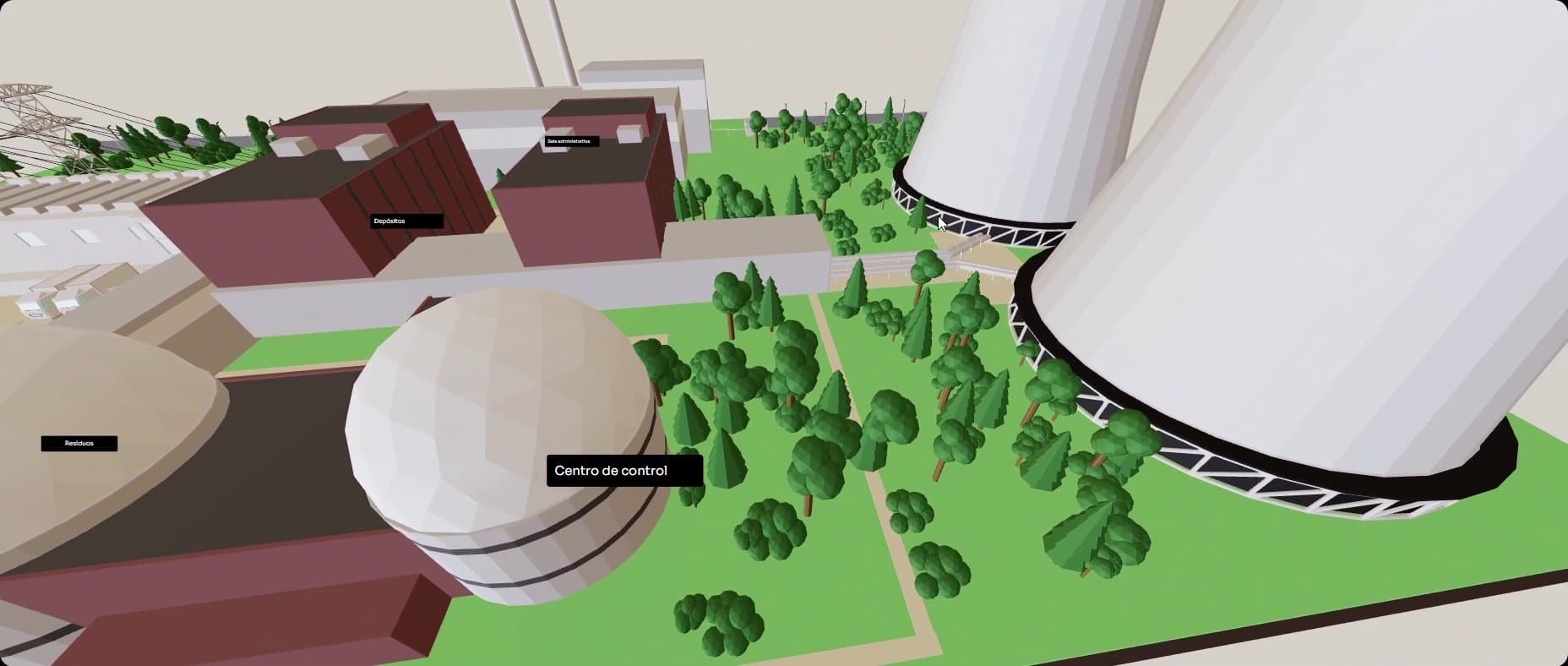 La planta completa, con sus torres de enfriamiento
